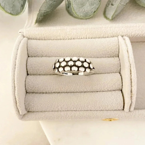 925 Sterling Silver Bead Ring Minimalist Dainty Ring Stackable Circle Ring Band - Picture 4 of 9